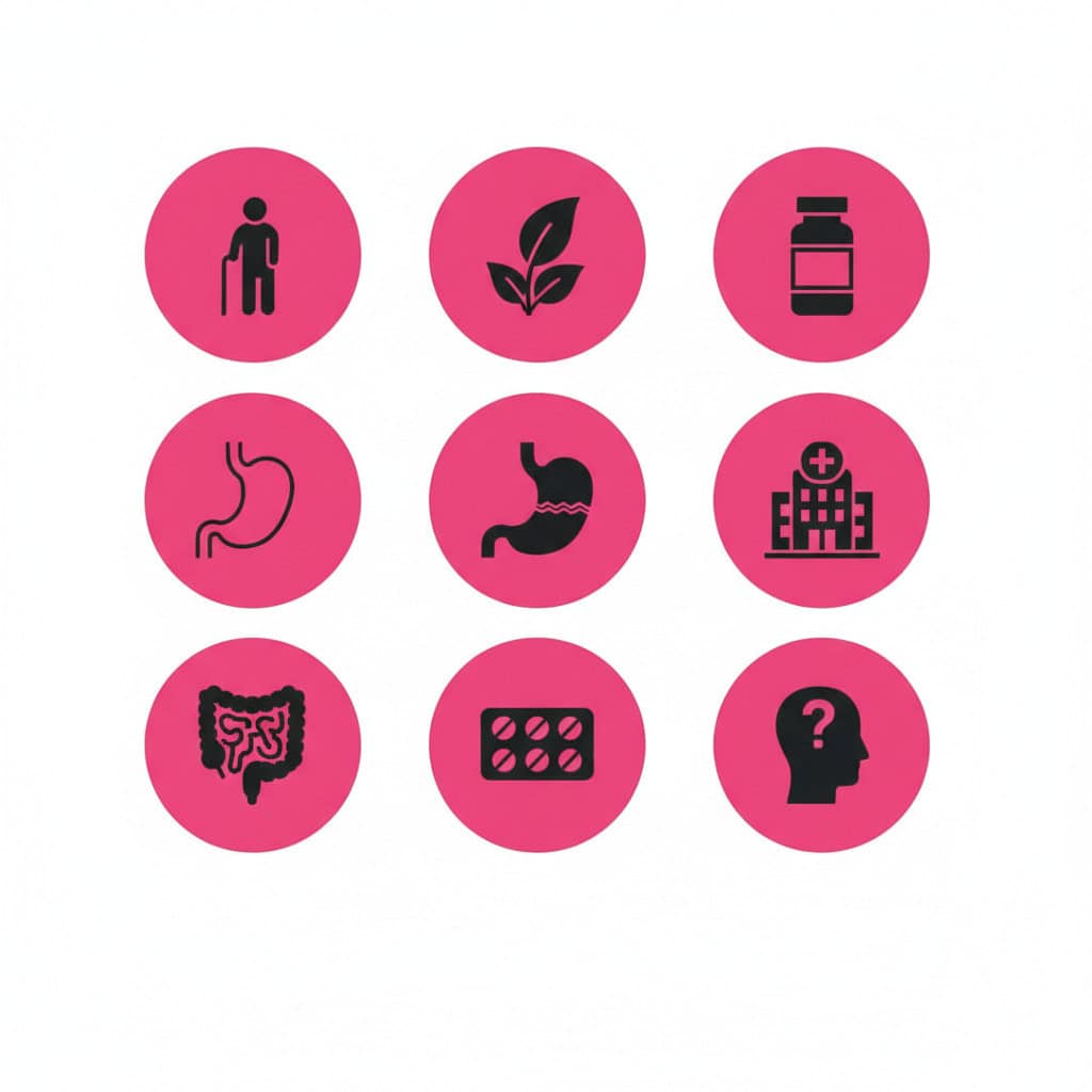 Icon grid showing the seven groups most at risk for vitamin B12 deficiency, including older adults, vegans, and metformin users.