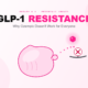 GLP-1 resistance illustration showing a blocked hormone signal pathway in the human digestive system