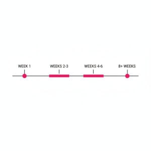 Timeline graphic showing magnesium supplementation effects over six weeks