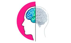 Illustration of a human brain split between sharp focus and fading detail, representing vitamin B12 deficiency symptoms mistaken for aging.