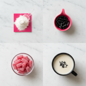 Four collagen supplement formats compared side by side: powder, capsules, gummies, and bone broth 