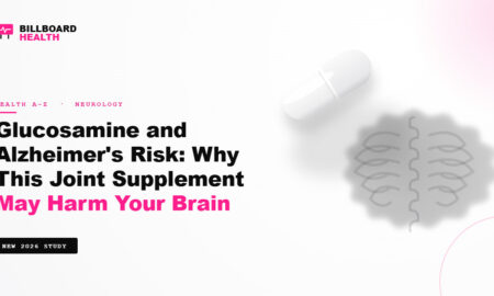 Glucosamine supplement capsule with brain-shaped shadow representing the 2026 Nature Metabolism study linking glucosamine to Alzheimer's risk