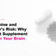 Glucosamine supplement capsule with brain-shaped shadow representing the 2026 Nature Metabolism study linking glucosamine to Alzheimer's risk