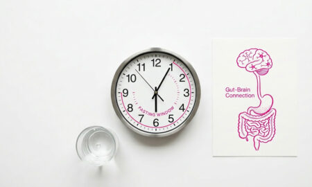 Intermittent fasting and brain health concept showing the gut-brain connection