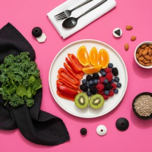 Plant-based foods rich in vitamin C, zinc, and copper that support the body's natural collagen production for vegans