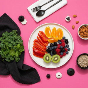 Plant-based foods rich in vitamin C, zinc, and copper that support the body's natural collagen production for vegans